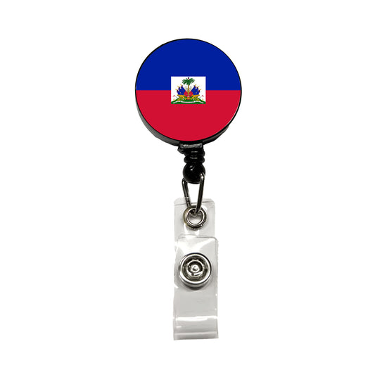 Haiti Country Flag Retractable ID Key Card Name Tag Badge Holder with Clip