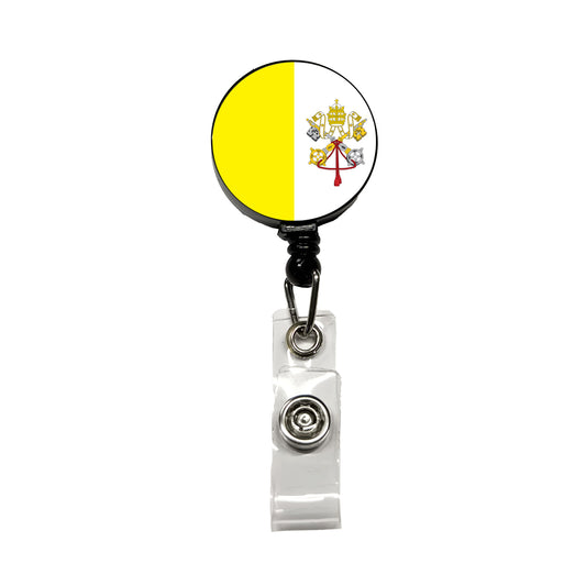Holy See Country Flag Retractable ID Key Card Name Tag Badge Holder with Clip