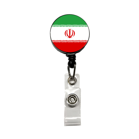 Iran Country Flag Retractable ID Key Card Name Tag Badge Holder with Clip