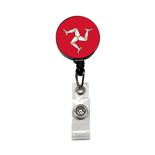 Isle of Man Country Flag Retractable ID Key Card Name Tag Badge Holder with Clip