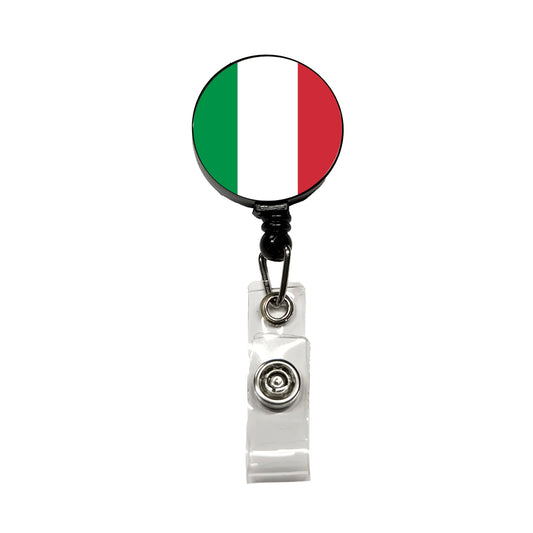 Italy Country Flag Retractable ID Key Card Name Tag Badge Holder with Clip