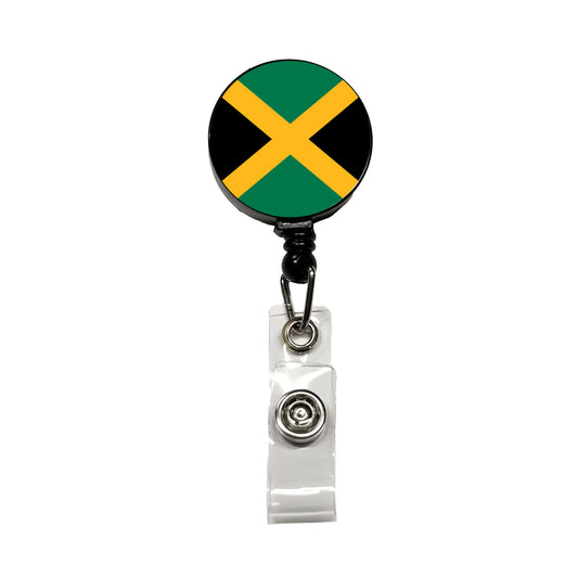 Jamaica Country Flag Retractable ID Key Card Name Tag Badge Holder with Clip