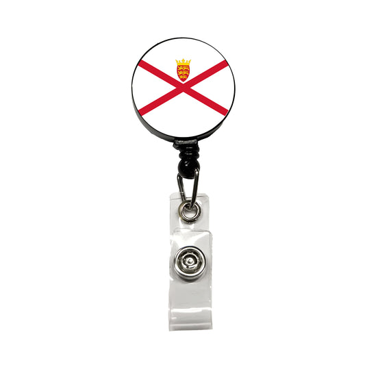 Jersey Country Flag Retractable ID Key Card Name Tag Badge Holder with Clip