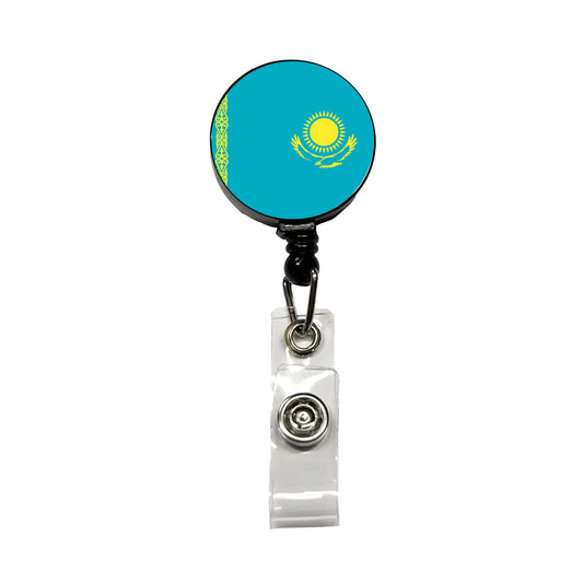 Kazakhstan Country Flag Retractable ID Key Card Name Tag Badge Holder with Clip