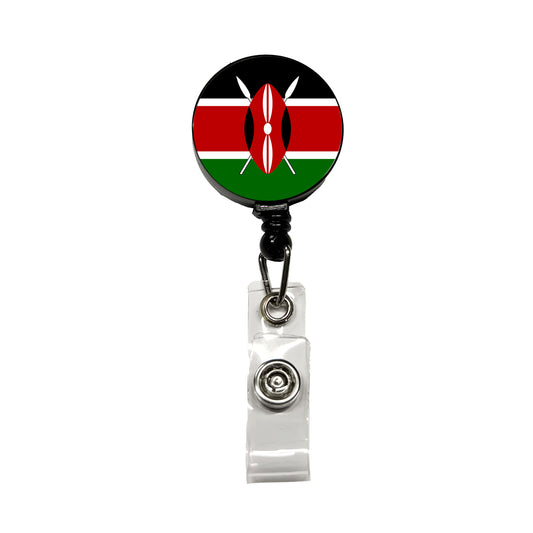 Kenya Country Flag Retractable ID Key Card Name Tag Badge Holder with Clip