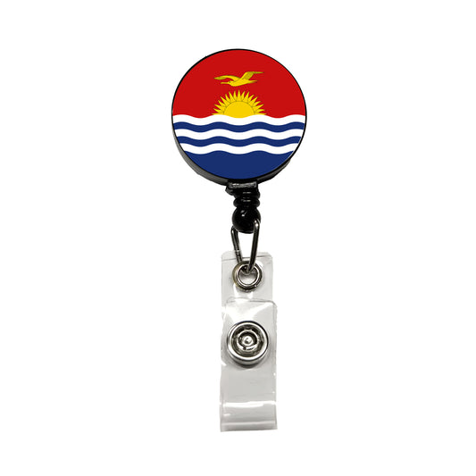 Kiribati Country Flag Retractable ID Key Card Name Tag Badge Holder with Clip
