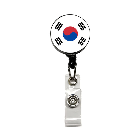 Korea (the Republic of) Country Flag Retractable ID Key Card Name Tag Badge Holder with Clip