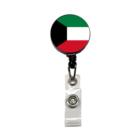 Kuwait Country Flag Retractable ID Key Card Name Tag Badge Holder with Clip