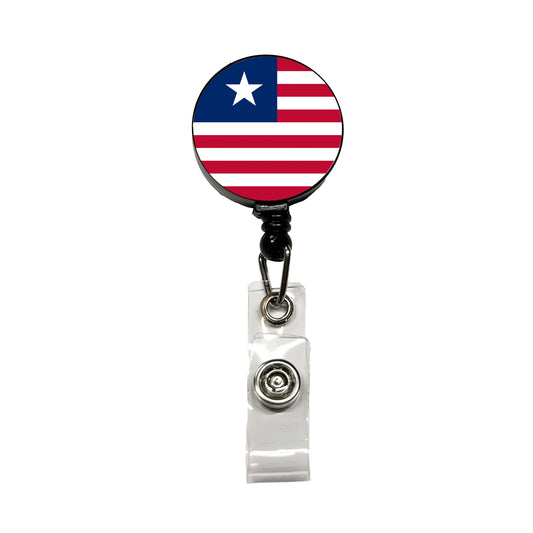 Liberia Country Flag Retractable ID Key Card Name Tag Badge Holder with Clip