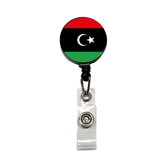 Libya Country Flag Retractable ID Key Card Name Tag Badge Holder with Clip