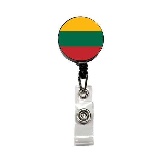 Lithuania Country Flag Retractable ID Key Card Name Tag Badge Holder with Clip