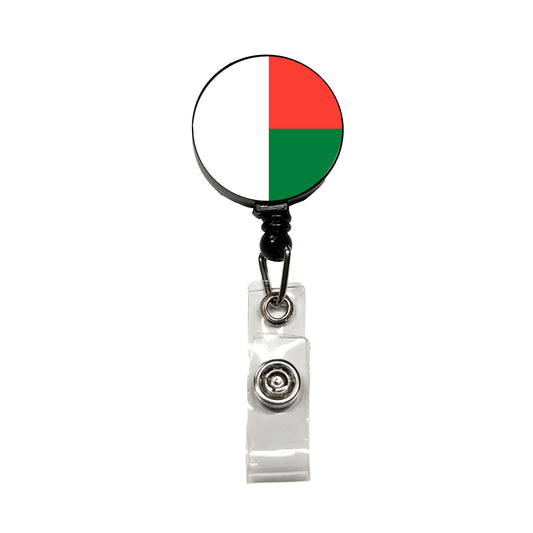 Madagascar Country Flag Retractable ID Key Card Name Tag Badge Holder with Clip