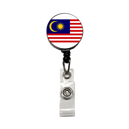 Malaysia Country Flag Retractable ID Key Card Name Tag Badge Holder with Clip