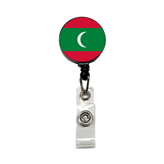Maldives Country Flag Retractable ID Key Card Name Tag Badge Holder with Clip