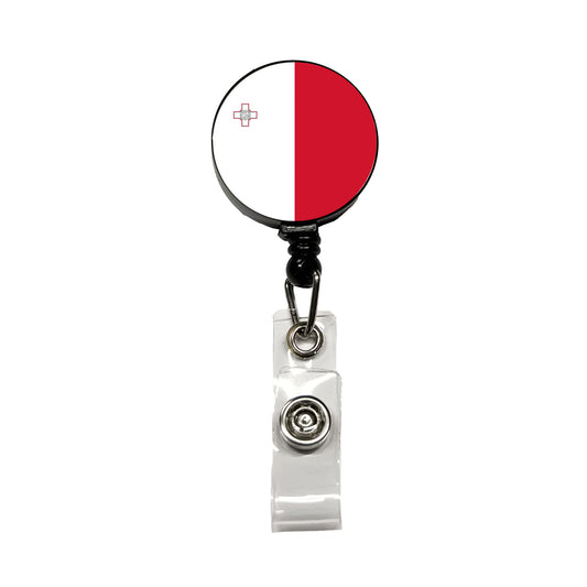 Malta Country Flag Retractable ID Key Card Name Tag Badge Holder with Clip