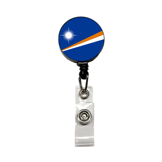 Marshall Islands Country Flag Retractable ID Key Card Name Tag Badge Holder with Clip