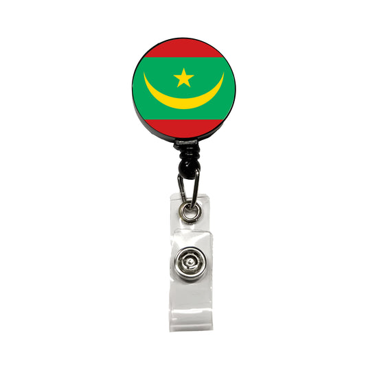 Mauritania Country Flag Retractable ID Key Card Name Tag Badge Holder with Clip