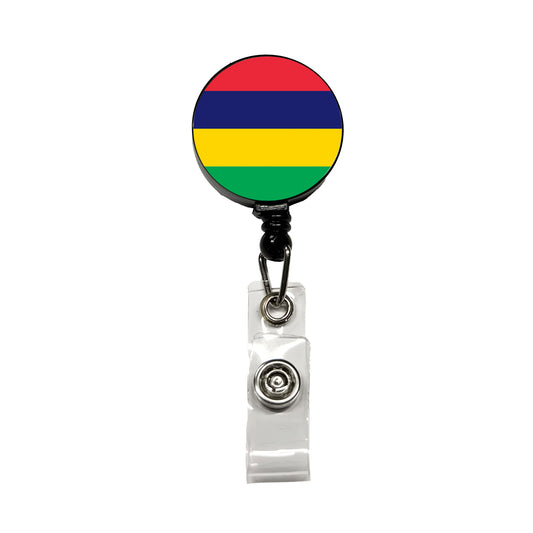 Mauritius Country Flag Retractable ID Key Card Name Tag Badge Holder with Clip