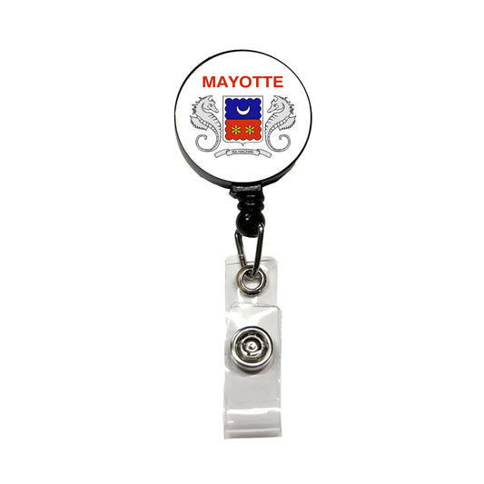 Mayotte Country Flag Retractable ID Key Card Name Tag Badge Holder with Clip