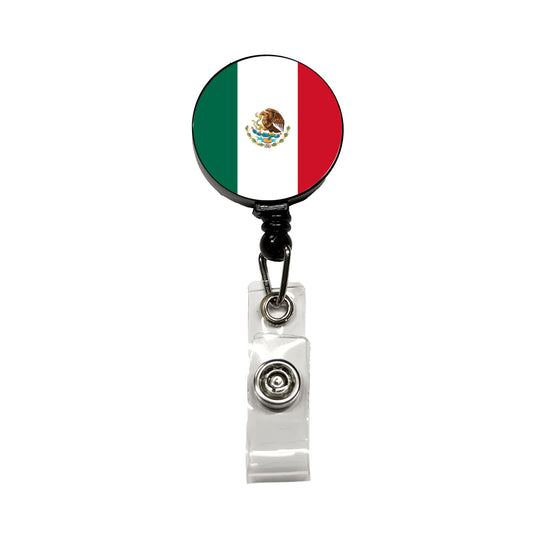 Mexico Country Flag Retractable ID Key Card Name Tag Badge Holder with Clip