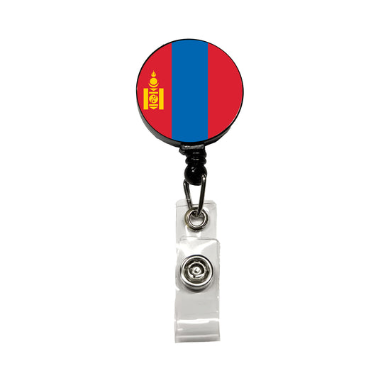Mongolia Country Flag Retractable ID Key Card Name Tag Badge Holder with Clip