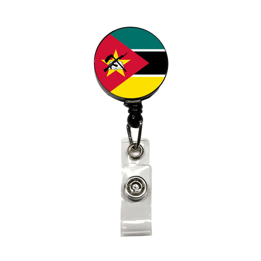 Mozambique Country Flag Retractable ID Key Card Name Tag Badge Holder with Clip