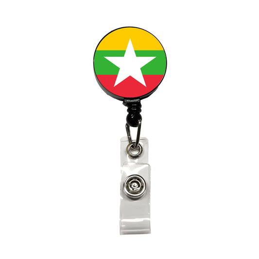 Myanmar Country Flag Retractable ID Key Card Name Tag Badge Holder with Clip