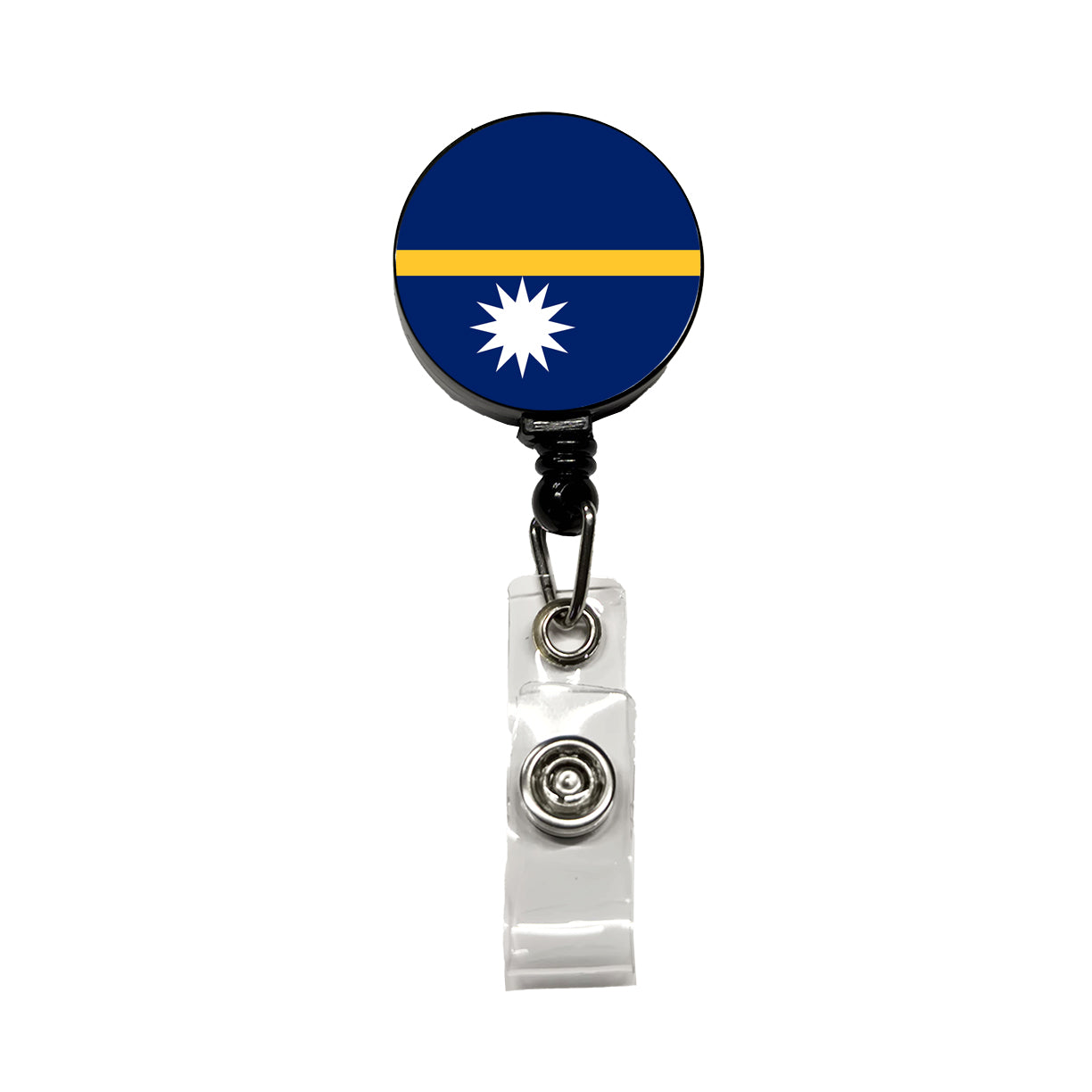 Nauru Country Flag Retractable ID Key Card Name Tag Badge Holder with Clip