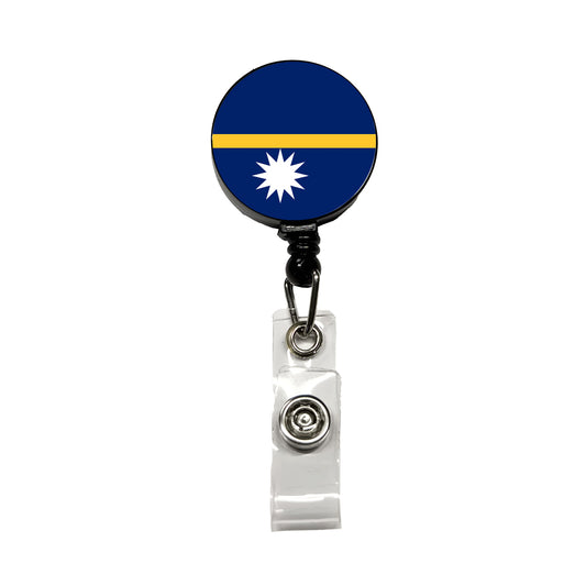 Nauru Country Flag Retractable ID Key Card Name Tag Badge Holder with Clip