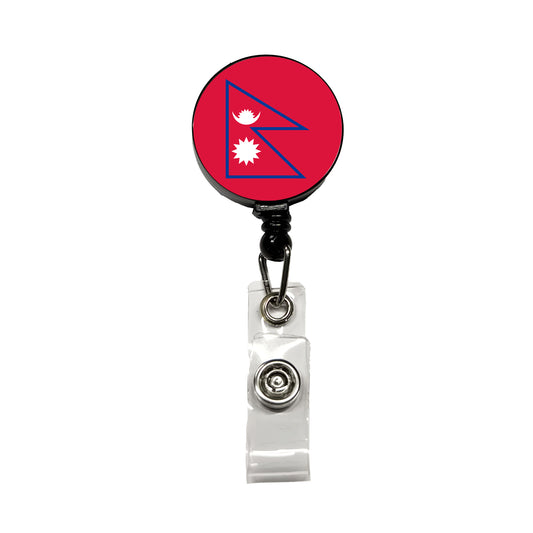 Nepal Country Flag Retractable ID Key Card Name Tag Badge Holder with Clip