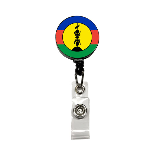 New Caledonia Country Flag Retractable ID Key Card Name Tag Badge Holder with Clip