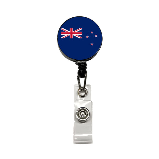 New Zealand Country Flag Retractable ID Key Card Name Tag Badge Holder with Clip