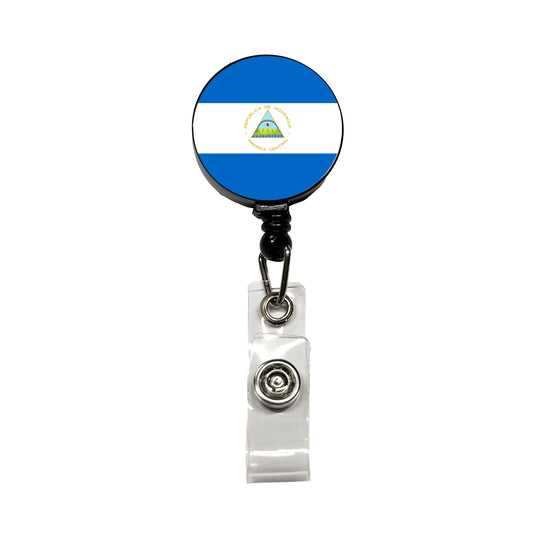 Nicaragua Country Flag Retractable ID Key Card Name Tag Badge Holder with Clip