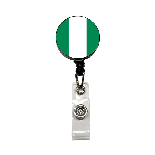 Nigeria Country Flag Retractable ID Key Card Name Tag Badge Holder with Clip