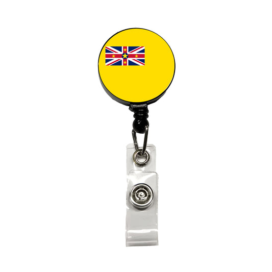 Niue Country Flag Retractable ID Key Card Name Tag Badge Holder with Clip