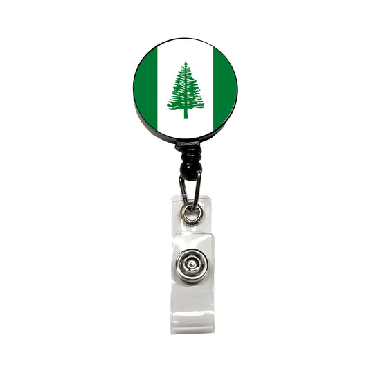 Norfolk Island Country Flag Retractable ID Key Card Name Tag Badge Holder with Clip
