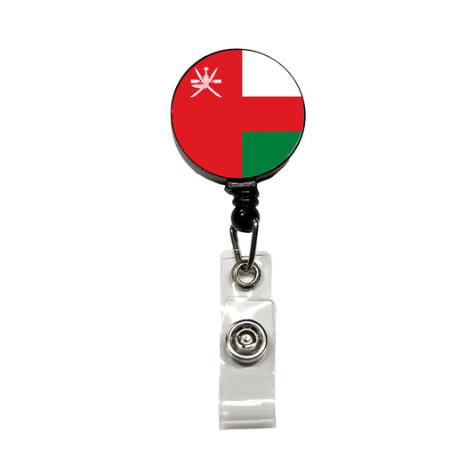 Oman Country Flag Retractable ID Key Card Name Tag Badge Holder with Clip