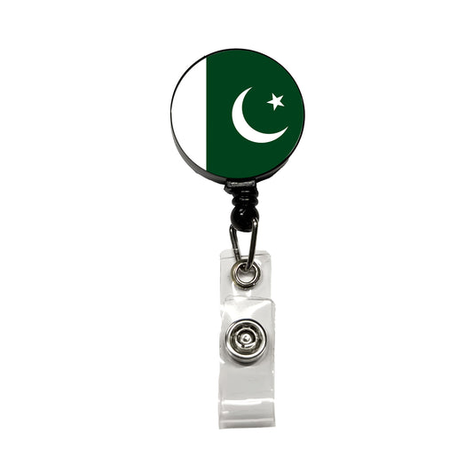 Pakistan Country Flag Retractable ID Key Card Name Tag Badge Holder with Clip