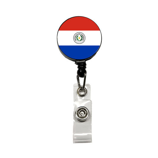 Paraguay Country Flag Retractable ID Key Card Name Tag Badge Holder with Clip