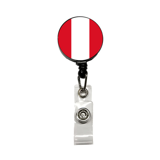 Peru Country Flag Retractable ID Key Card Name Tag Badge Holder with Clip