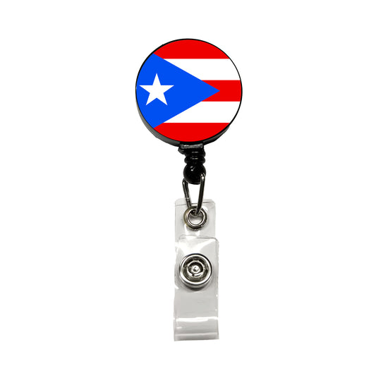 Puerto Rico Country Flag Retractable ID Key Card Name Tag Badge Holder with Clip