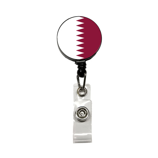 Qatar Country Flag Retractable ID Key Card Name Tag Badge Holder with Clip