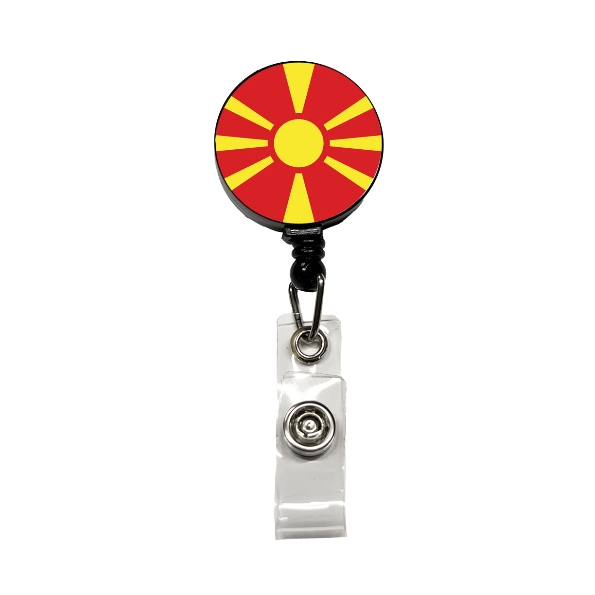 Republic of North Macedonia Country Flag Retractable ID Key Card Name Tag Badge Holder with Clip
