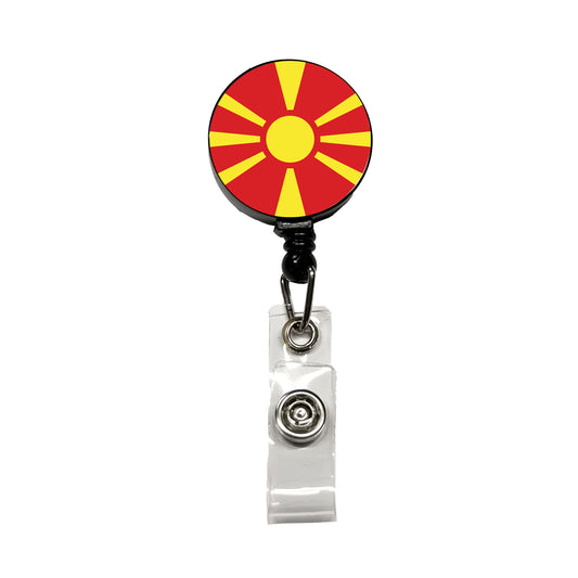 Republic of North Macedonia Country Flag Retractable ID Key Card Name Tag Badge Holder with Clip