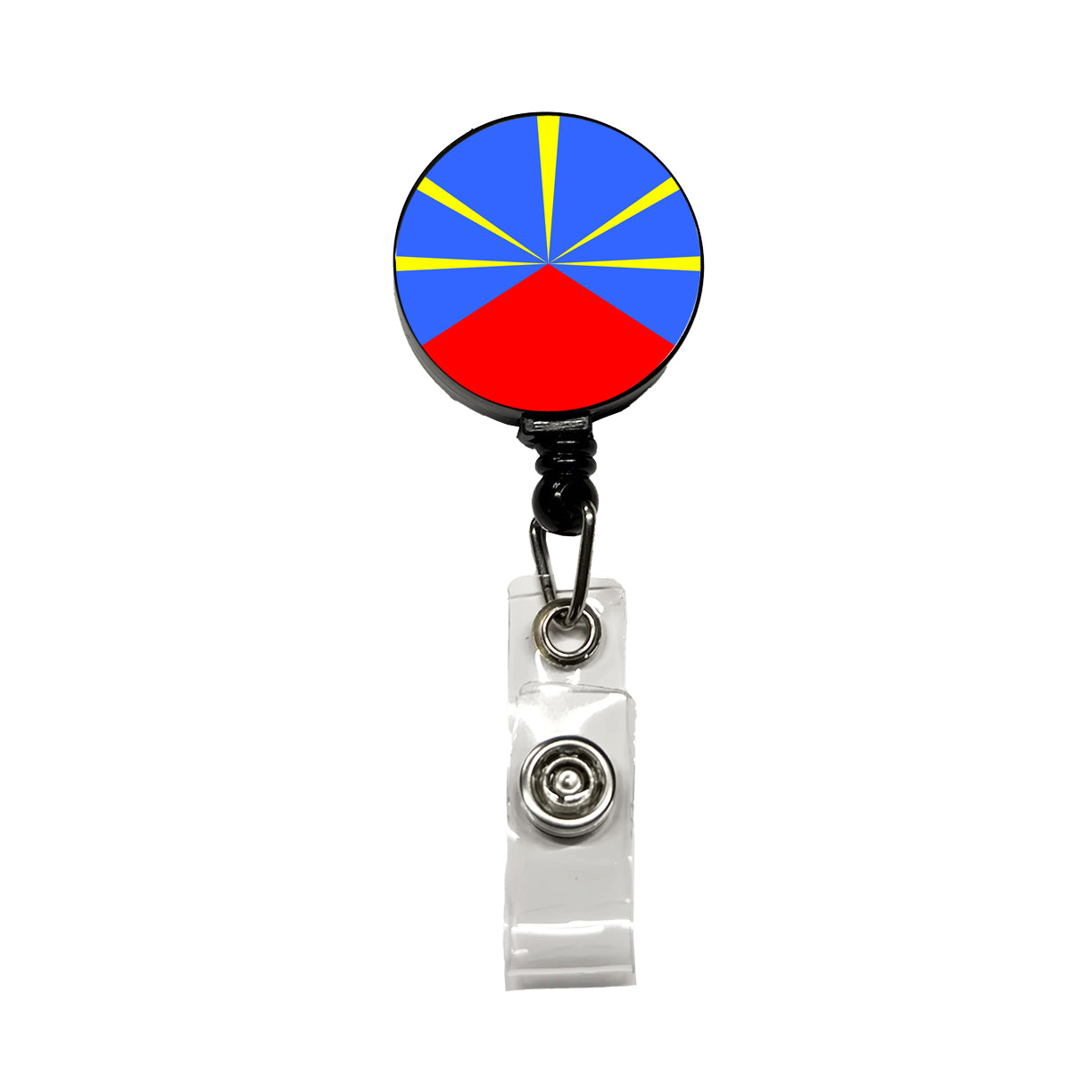 Réunion Country Flag Retractable ID Key Card Name Tag Badge Holder with Clip