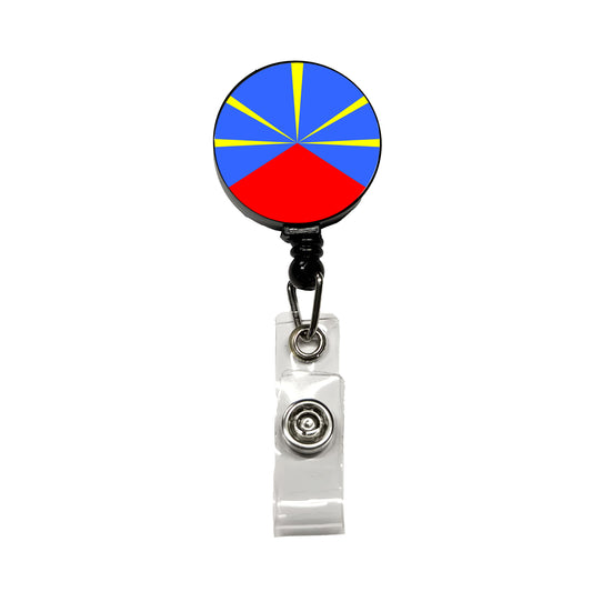 Réunion Country Flag Retractable ID Key Card Name Tag Badge Holder with Clip