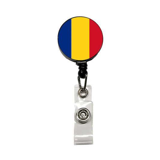 Romania Country Flag Retractable ID Key Card Name Tag Badge Holder with Clip
