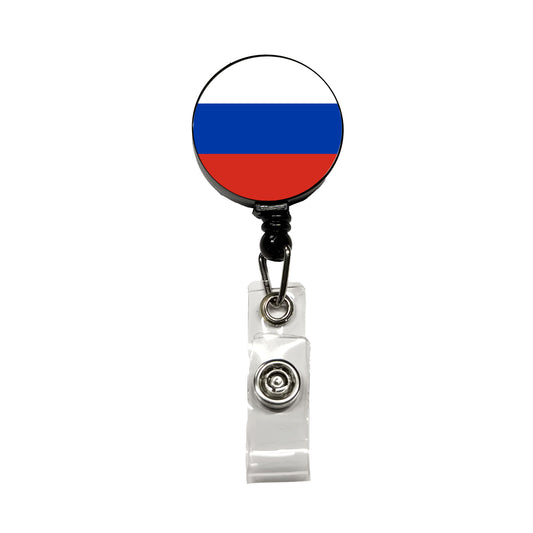 Russian Federation Country Flag Retractable ID Key Card Name Tag Badge Holder with Clip