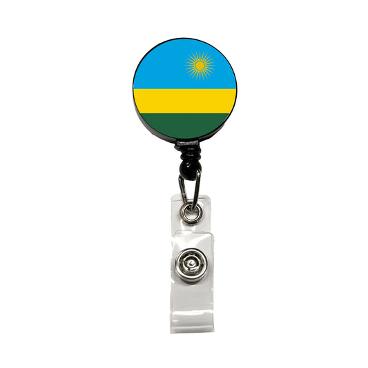Rwanda Country Flag Retractable ID Key Card Name Tag Badge Holder with Clip