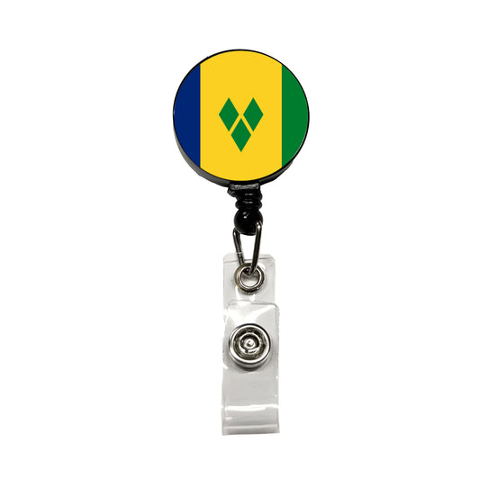 Saint Vincent and the Grenadines Country Flag Retractable ID Key Card Name Tag Badge Holder with Clip